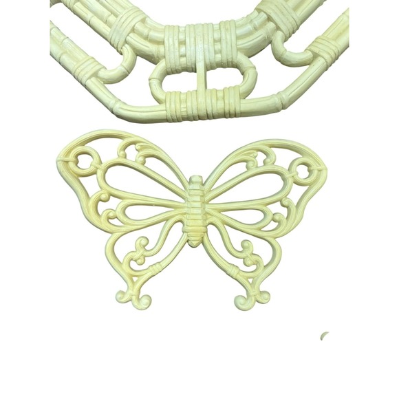 1986 Vintage Faux Bamboo Mirror Butterfly Shelf Set Homco Cottagecore Retro Boho - Picture 4 of 14